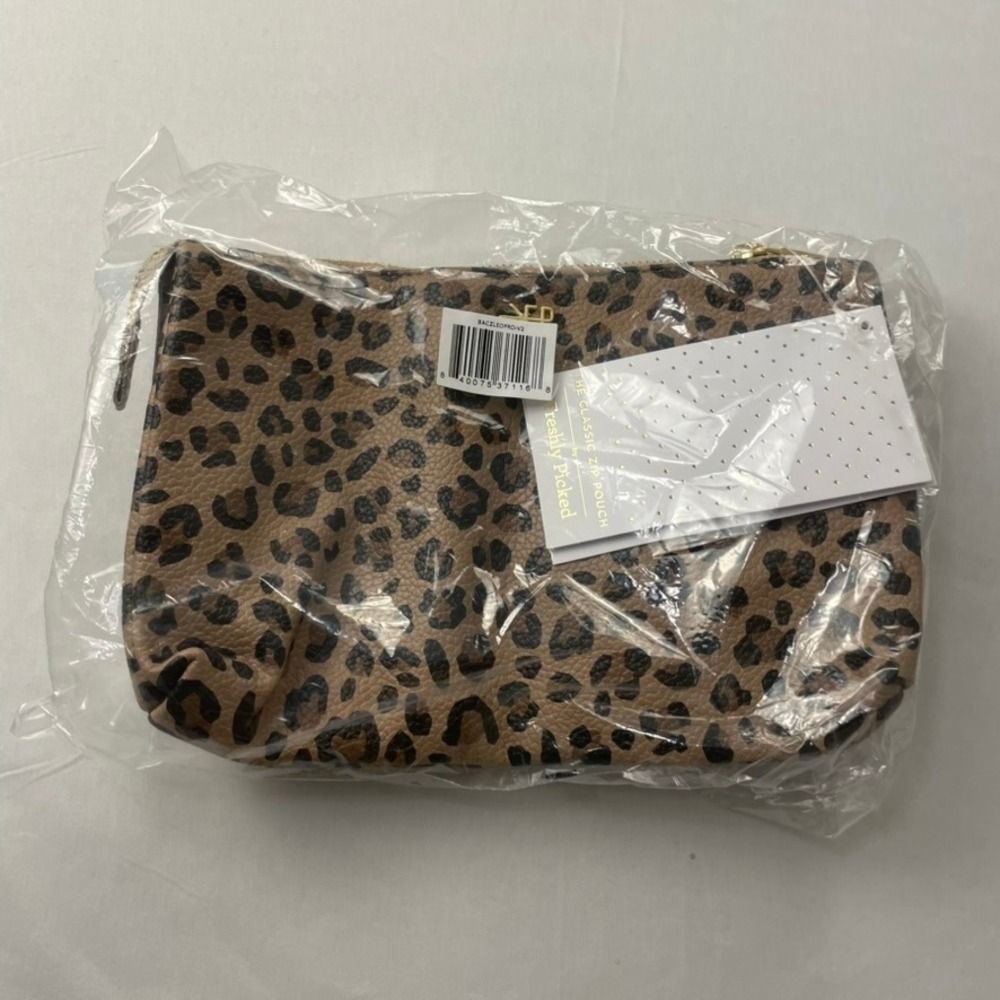 Freshly Picked Classic Zip Pouch Leopard Animal Print Vegan Leather Bag